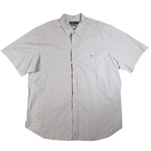 Ralph Lauren Mens 4XLT Pink Plaid Button Down Shirt Short Sleeve Big